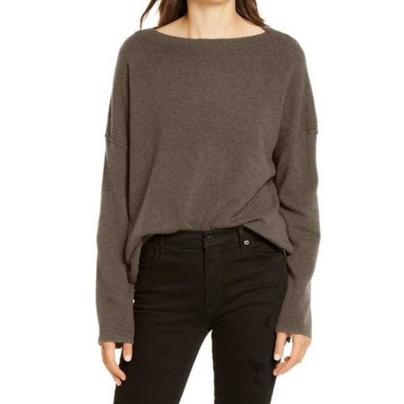 AllSaints Tara Military Green Cashmere Blend Sweater